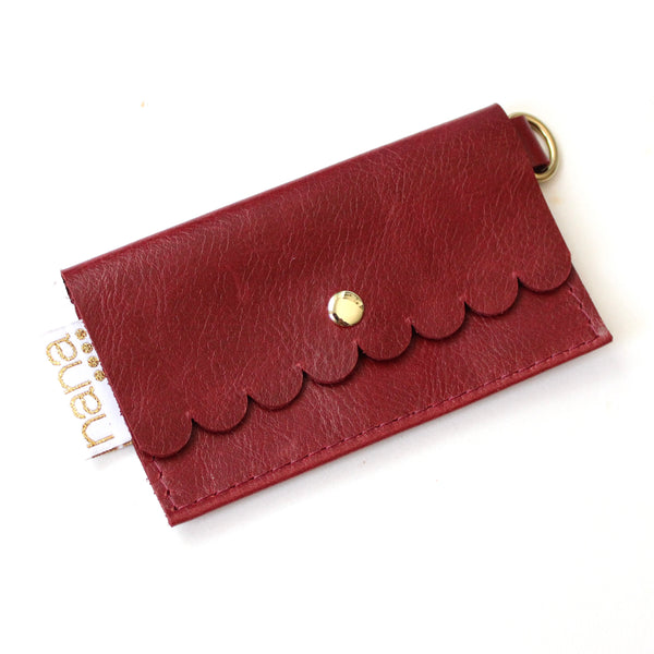 scalloped card holder: cranberry