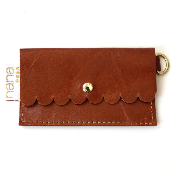 scalloped card holder: caramel