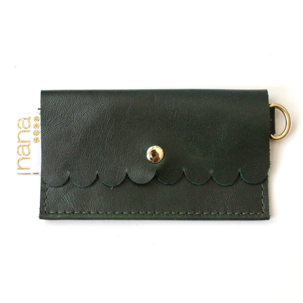 scalloped card holder: forest green