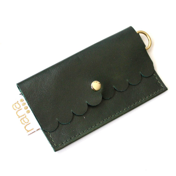 scalloped card holder: forest green