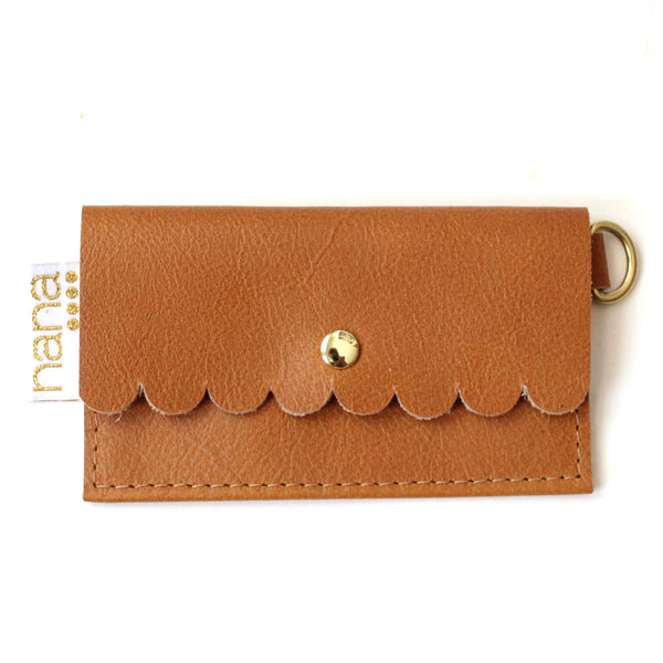 scalloped card holder: light brown