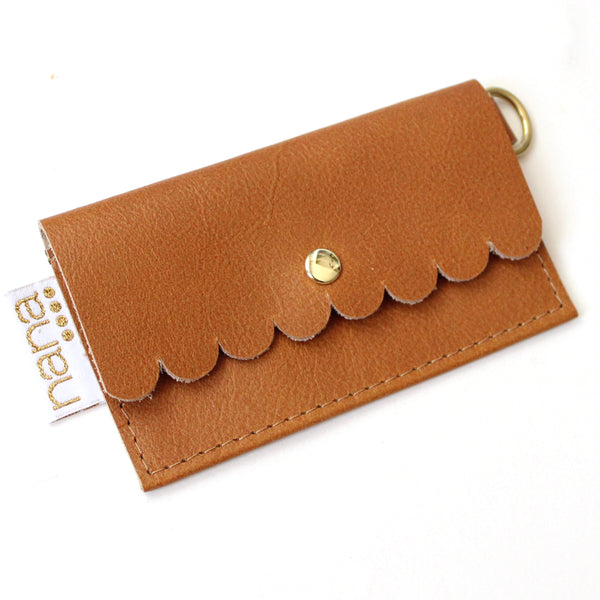scalloped card holder: light brown