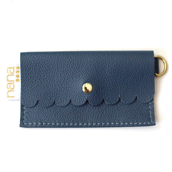 scalloped card holder: pebbled stone blue