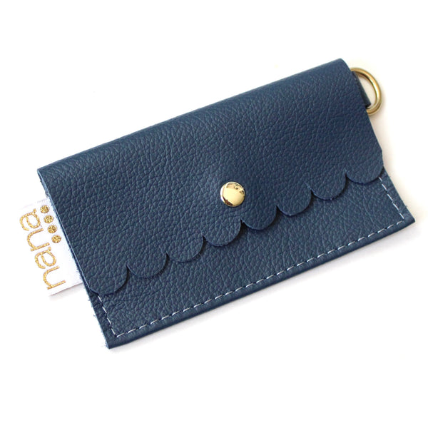 scalloped card holder: pebbled stone blue