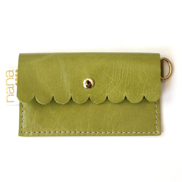 scalloped card holder: chartreuse