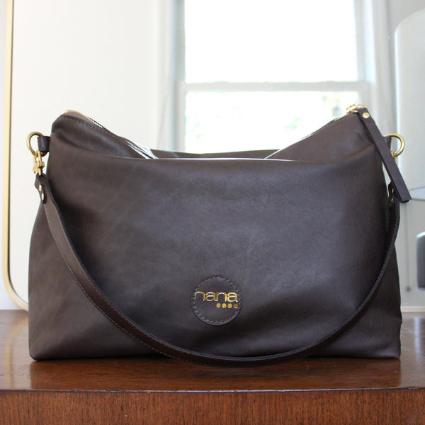 slouchy hobo bag: mushroom