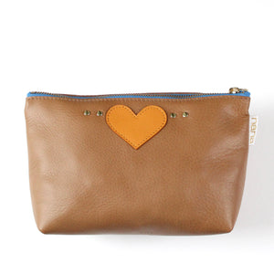 slouchy pouchie love zip: pebbled toast + apricot