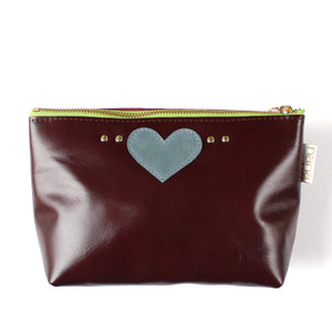 slouchy pouchie love zip: oxblood + stone blue