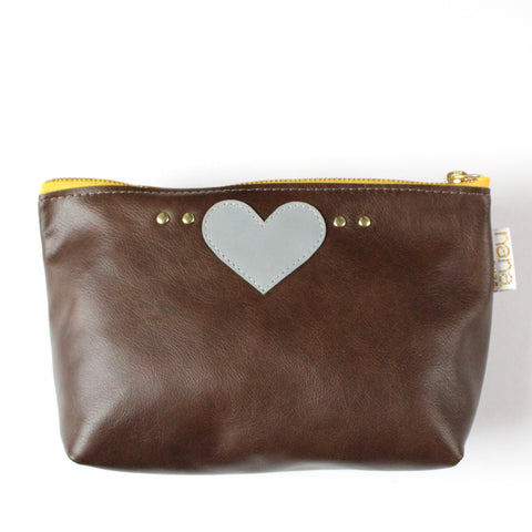 slouchy pouchie love zip: mocha + arctic blue